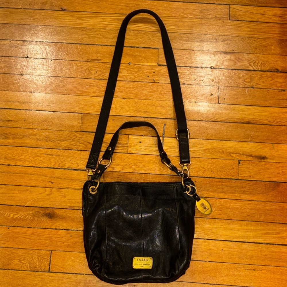 Fossil Black Leather Cargo Purse